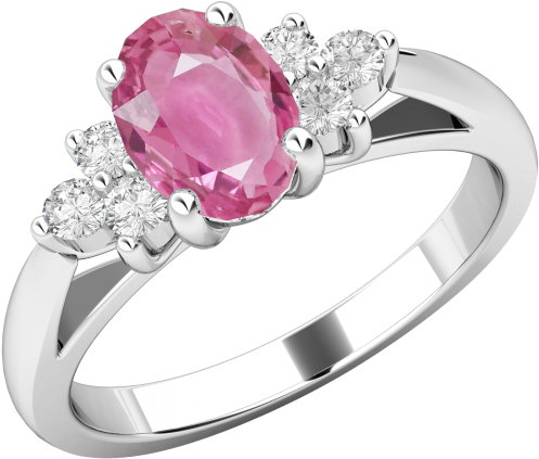 A Timeless Pink Sapphire & Diamond Ring In 18ct White - Purely Diamonds 0.11ct Pink Sapphire & Diamond (500x500), Png Download