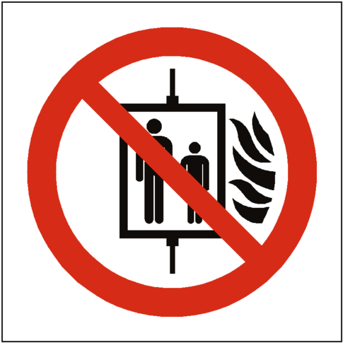 No Use Of Lift In Event Of Fire Symbol Label - Don T Use Lift In Case Of Fire (600x600), Png Download