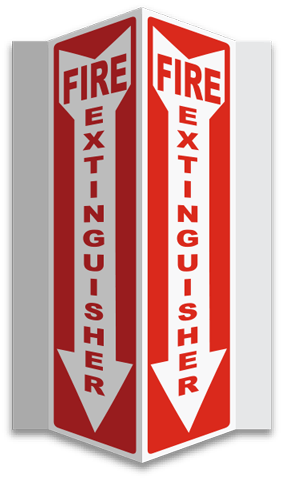 Fire Extinguisher 3-way Sign - Sign Of Fire Hose Cabinet (281x480), Png Download