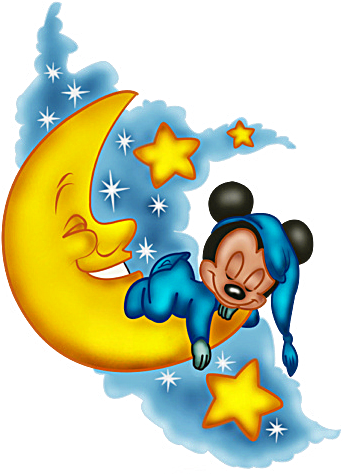 Baby Mickey Sleep On Moon - Mickey Sleep (364x481), Png Download