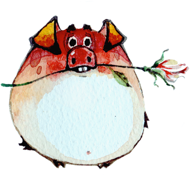 Watercolor Piggies Messages Sticker-7 - Cartoon (408x408), Png Download