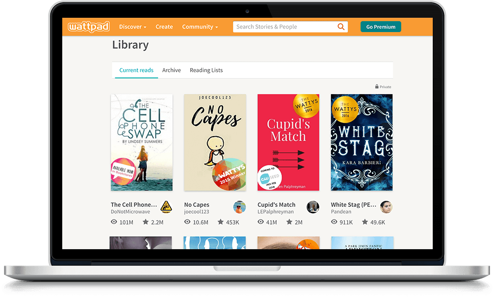 A Library Of Titles To Read On Wattpad - Web Design (1000x604), Png Download