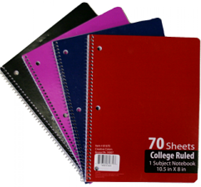 College Ruled Notebooks Set Of 4 - Black - Red - Magenta (900x650), Png Download
