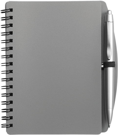 A6 Spiral Notebook And Pen, Bf513 - Werbeartikel Dresden Notizbuch Spektrum, A6 - Grau (600x600), Png Download