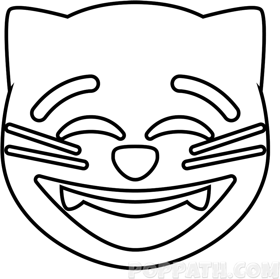 Start Coloring Your Emoji Now - Cat Emoji Drawing (1000x1000), Png Download