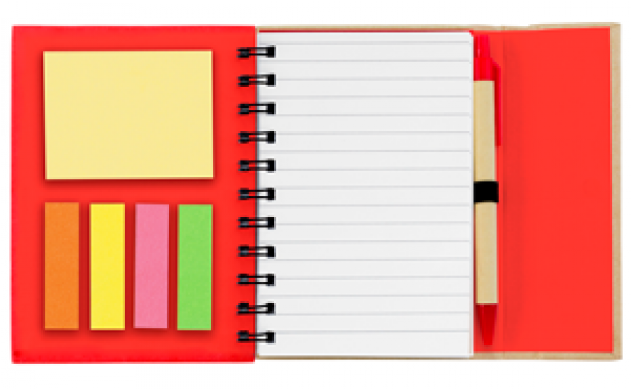 * Small Spiral Notebook With Sticky Notes And Flags - Spiral Notebook With Sticky Notes (630x552), Png Download