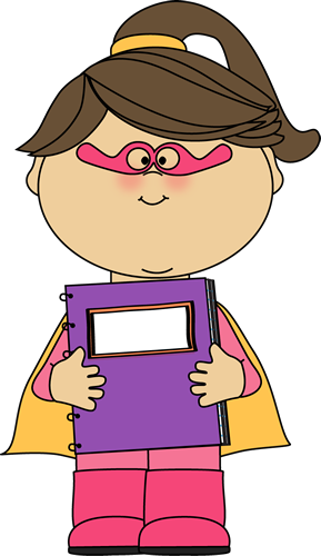 100379533 Girl Superhero With Spiral Notebook - Superhero Reading Clipart (289x500), Png Download