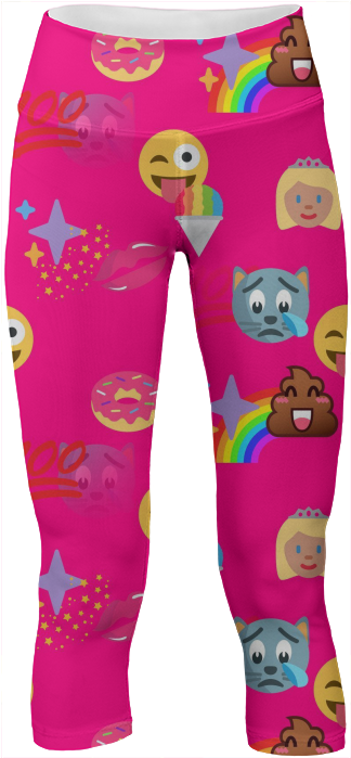 Hot Pink Emoji Yoga Pants $65 - Hot Pink Emoji Pillow Case (400x719), Png Download