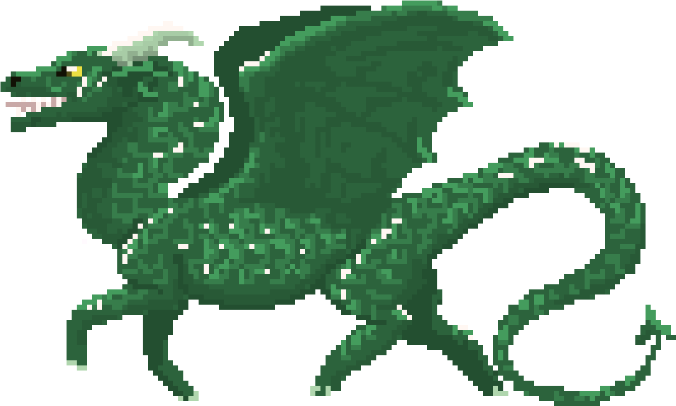 Green Dragon - Pixel Art (1340x800), Png Download