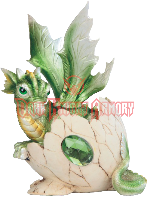 Newly Hatched Green Dragon Statue - Gsc 5.75 Inch Green Baby Dragon In Eggshell With Gem (700x700), Png Download