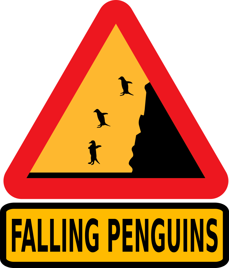 How To Set Use Warning Falling Penguins Clipart (767x900), Png Download