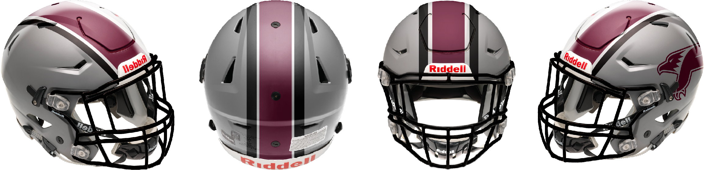 4-helmets - Riddell Speedflex Custom Varsity Custom Football Helmet (2551x1134), Png Download