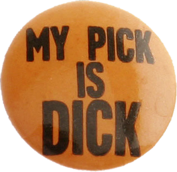 Richard Nixon For President, 1960, Campaign Button - Like Dick Button (360x349), Png Download