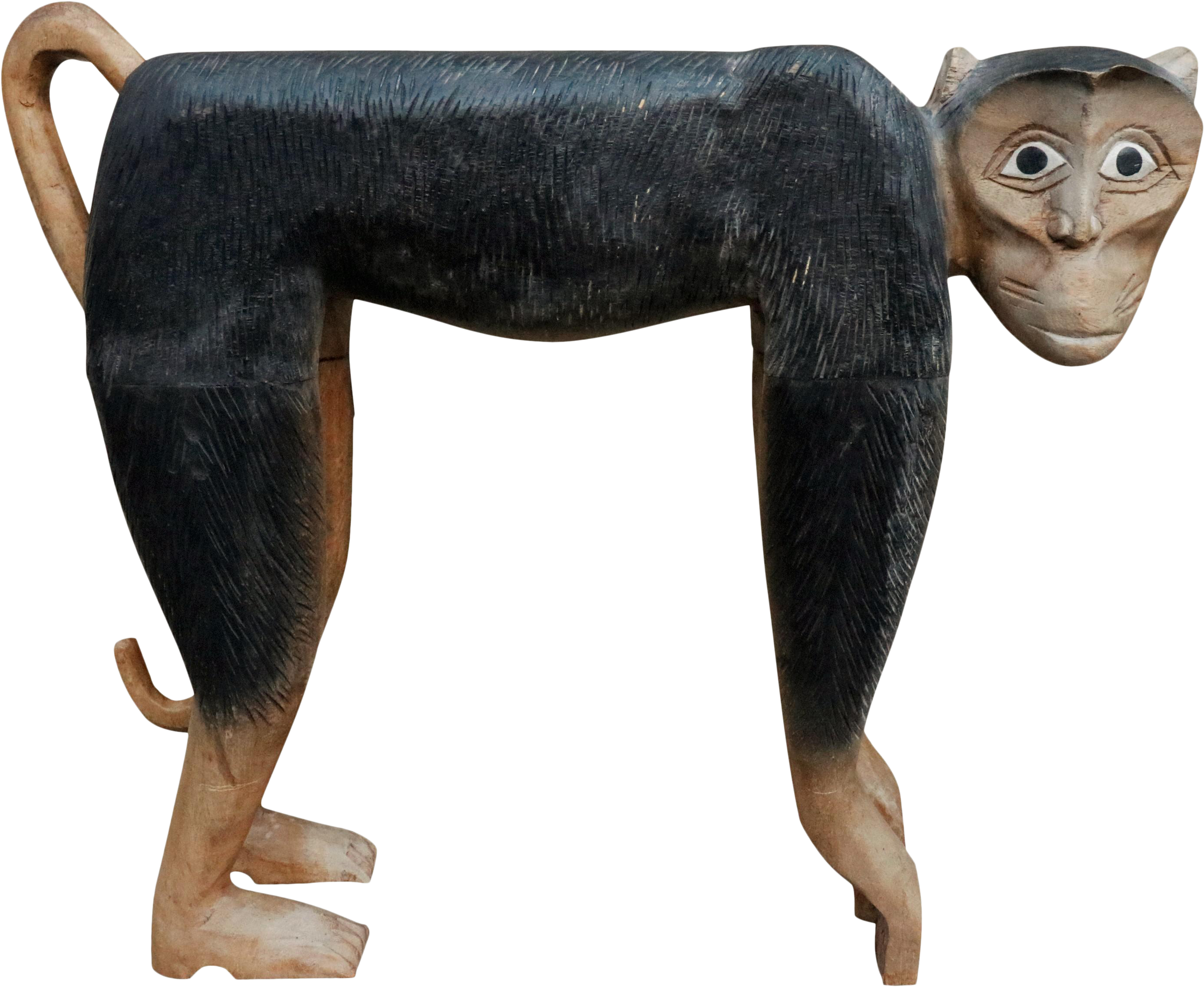 Carved Bonnet Macaque Monkey Sculpture (3080x2523), Png Download