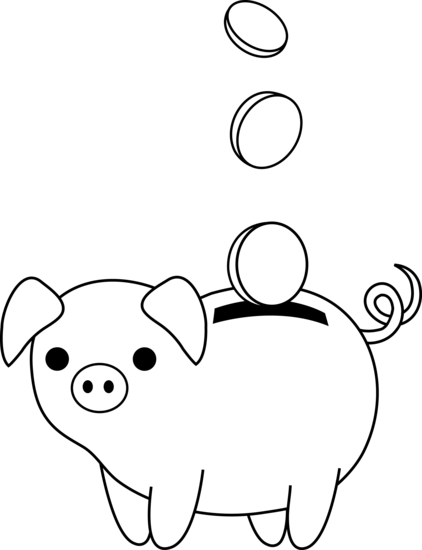 Black and white sketch of funny piggy bank Vector Image