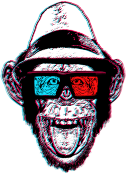 Hipster Chimp 3d Glasses- - Bad Ape T Shirt (674x518), Png Download