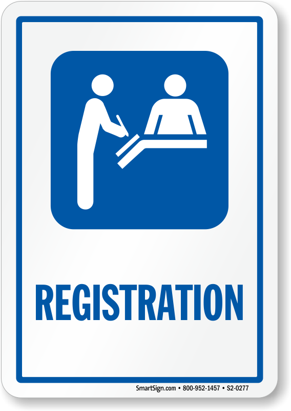 Registration Sign With Hospital Receptionist Symbol - Hospital Registration (568x800), Png Download
