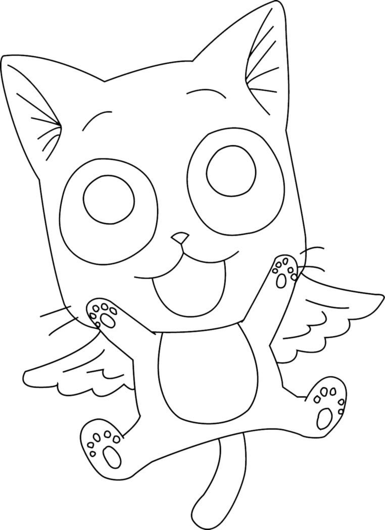 Drawn Fairy Tale Happy - Fairy Tail Happy Lineart (762x1048), Png Download