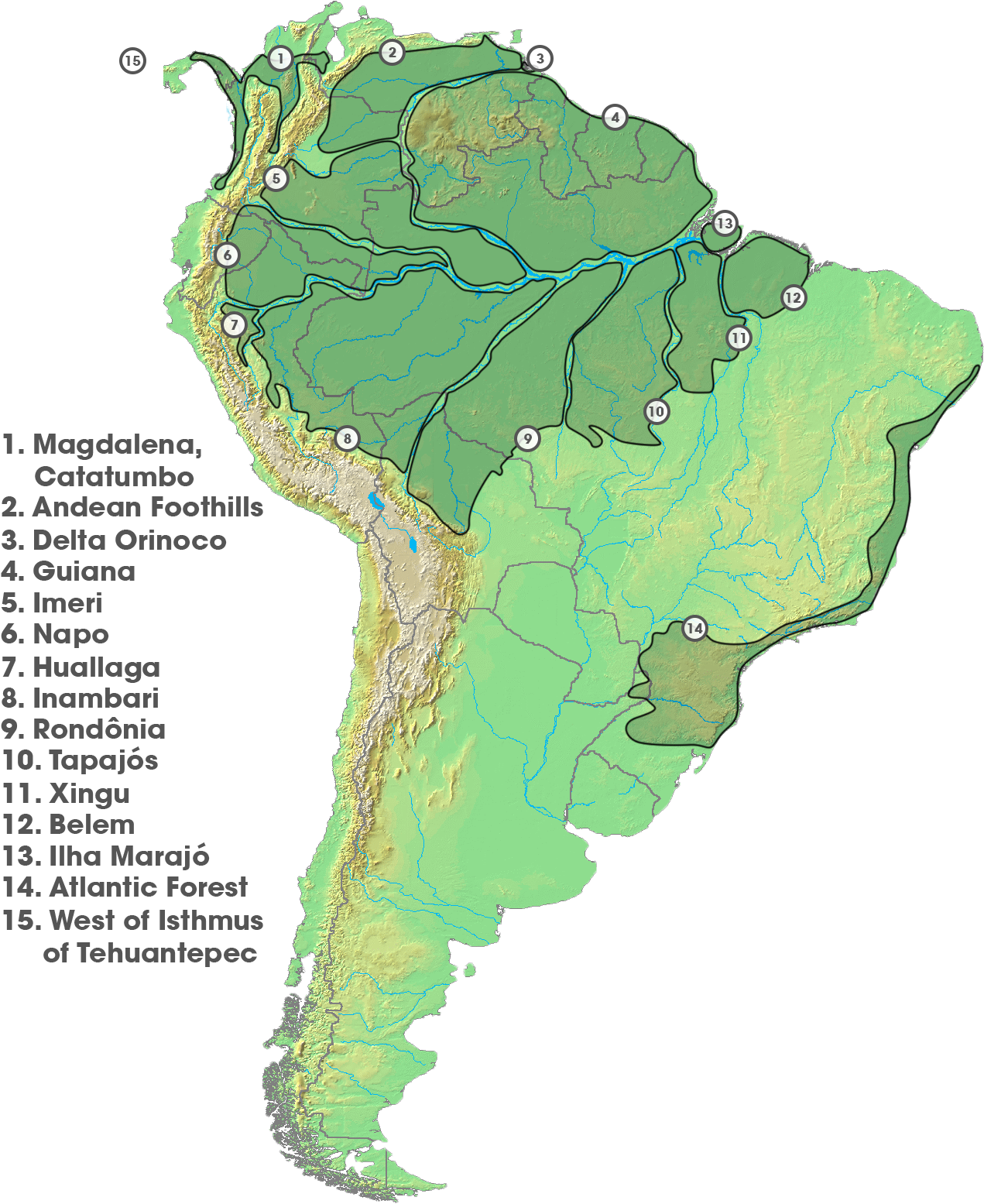 Areas Of Endemism - Drainage Basins Of South America (1319x1586), Png Download