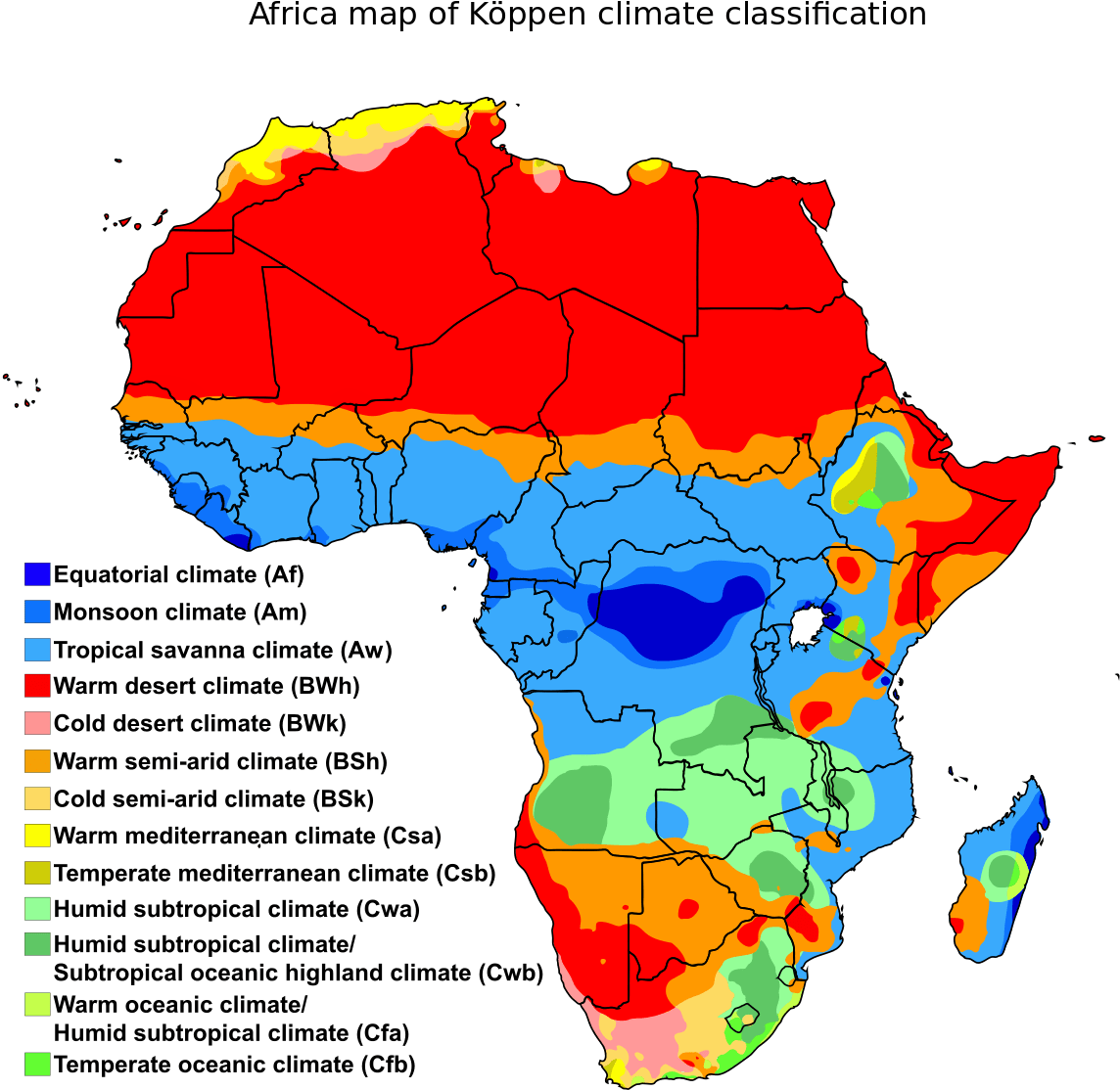 Climate Of Africa Wikipedia And South America Map - Koppen Climate Classification Africa (1024x1024), Png Download