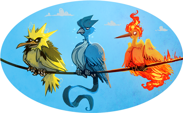 About The Author - Pokemon Team Legendary Birds (600x400), Png Download