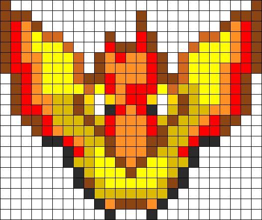 Moltres Perler Perler Bead Pattern / Bead Sprite - Sully (526x442), Png Download