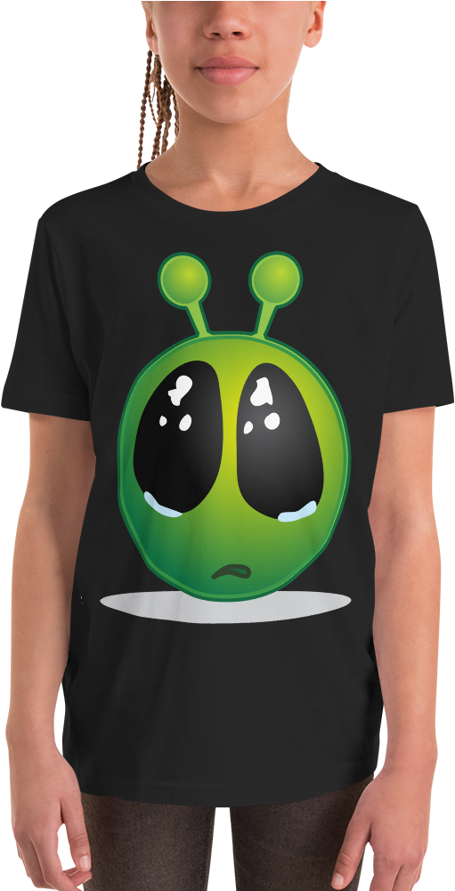 Karma Inc Apparel "sad Eye Alien Emoji" Youth T-shirt - Cartoon Animals With Big Eyes (1000x1000), Png Download