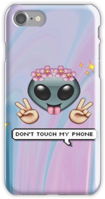"alien Emoji In Flower Crown" Iphone Cases & Skins - Dont Touch My Phone (500x667), Png Download