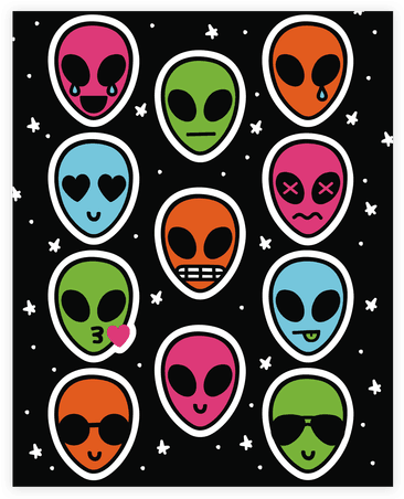 Rainbow Alien Emoji Sticker/decal Sheet - Rainbow Alien (484x484), Png Download