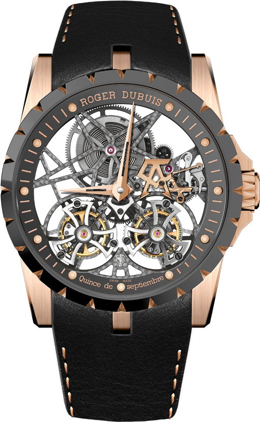 Excalibur Skeleton Double Flying Tourbillon Canelo - Roger Dubuis Excalibur 45 Skeleton Double Flying Tourbillon (600x900), Png Download
