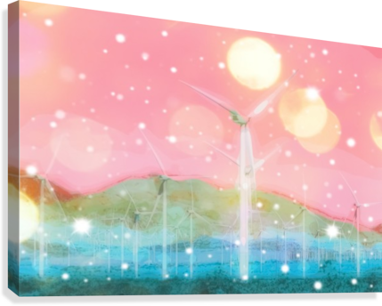Wind Turbine In The Desert With Snow And Bokeh Light - Artist (429x344), Png Download