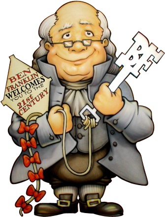 Electricity Clipart Ben Franklin - Ben Franklin Cartoon (366x461), Png Download