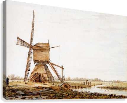 Landscape With Watermill Canvas Print - Landscape With Watermill (429x350), Png Download