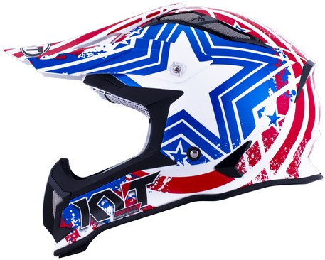 Prev - Kyt Strike Eagle Patriot Cross Helmet - White/blue/red (500x500), Png Download