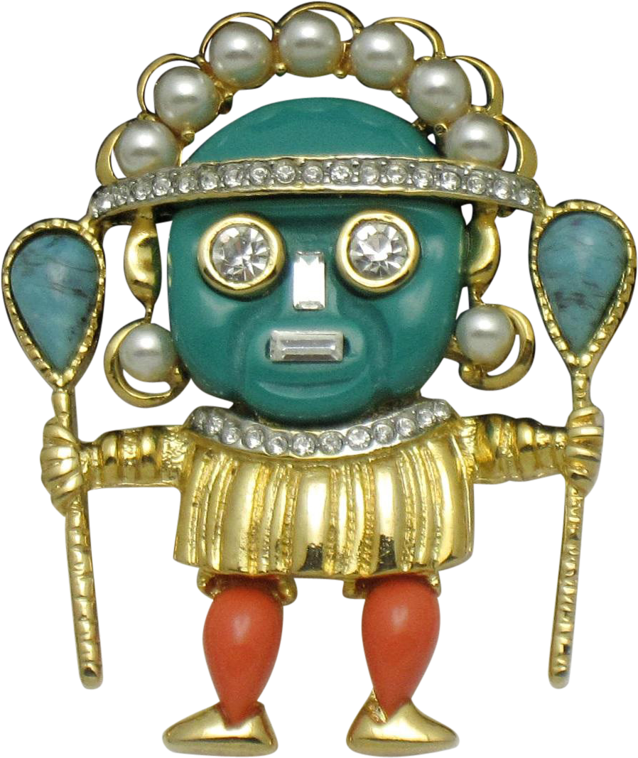 Kenneth Jay Lane Aztec Warrior Brooch Pin Vintage Kjl - Kenneth Jay Lane (1066x1066), Png Download