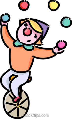 Clown Juggling On A Unicycle Royalty Free Vector Clip - Juggler Vector Png (293x480), Png Download