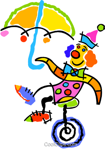 Clown On A Unicycle Royalty Free Vector Clip Art Illustration - Fun To Be Around Clipart (338x480), Png Download