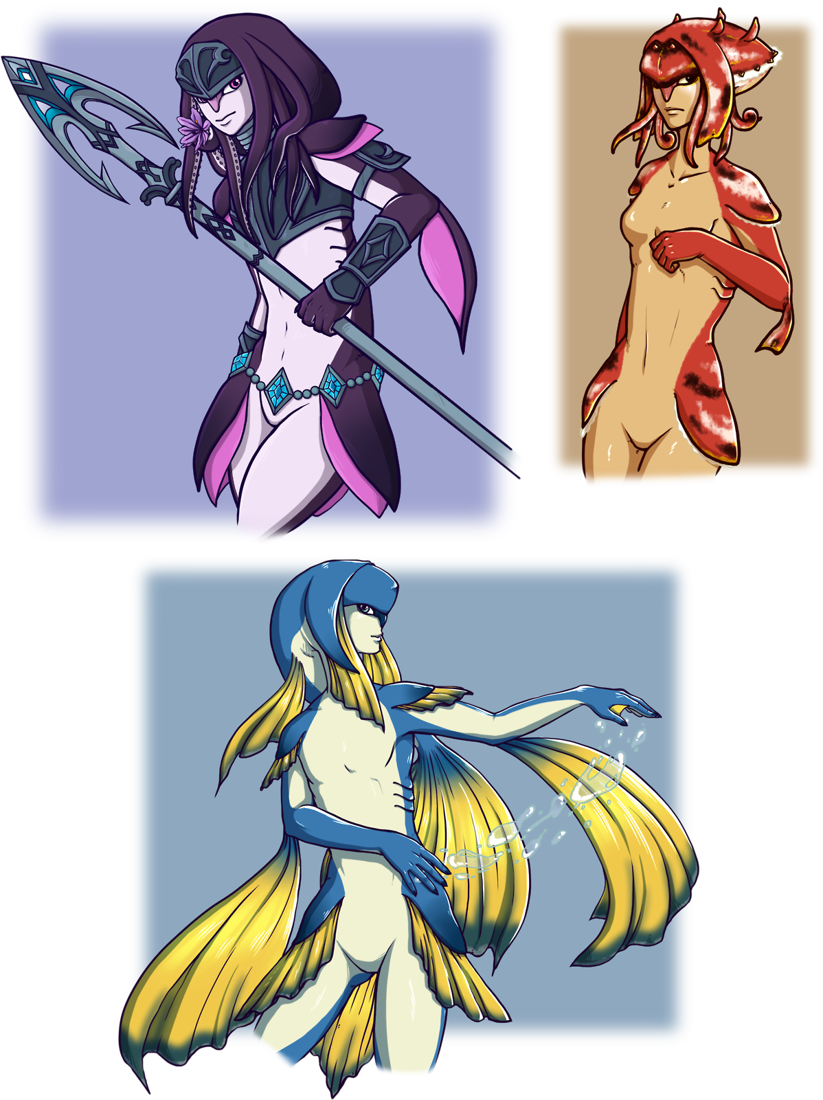 Legend Of Zelda Zora Oc (1280x1646), Png Download