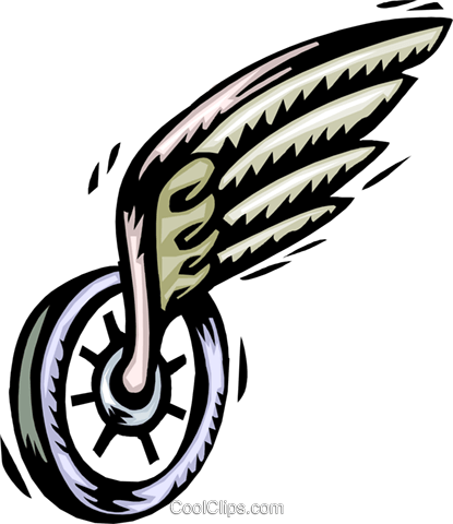 Unicycle With Wing Royalty Free Vector Clip Art Illustration - Calligraphy (415x480), Png Download