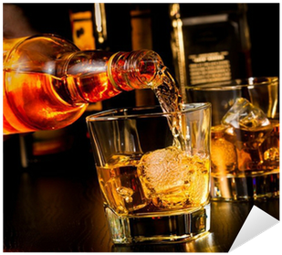 Barman Pouring Whiskey In Front Of Whiskey Glass And - Man Drink Whiskey (400x400), Png Download
