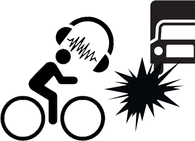 Distracted Bicyclist Using Ear Phones Crashes Into - Signage On Motorist Safety While Driving (688x536), Png Download