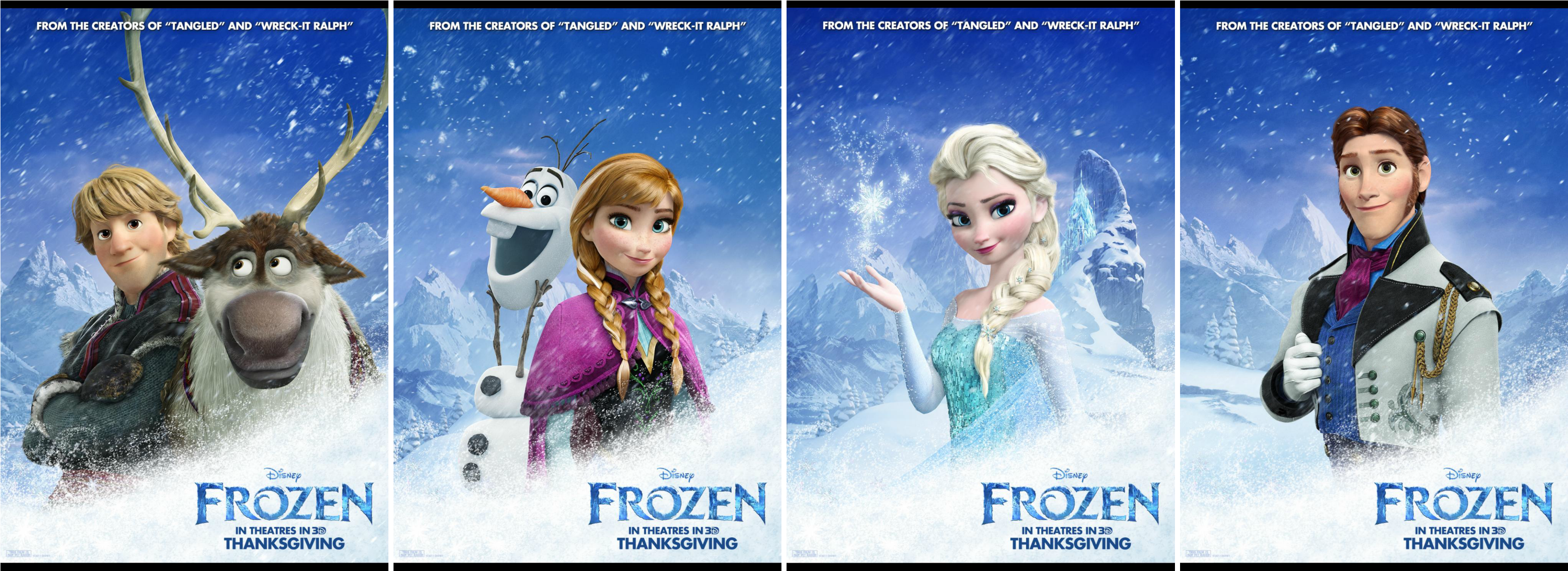 Disney Frozen Characters - Frozen Poster 60cm X 90cm Kristen Bell High Quality (3400x1253), Png Download