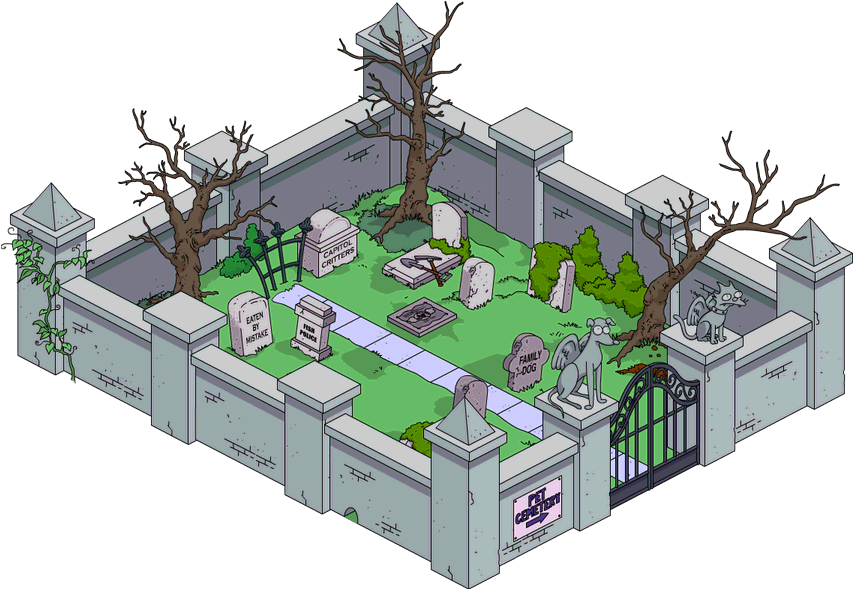 Pet Cemetery Menu - Simpsons Tapped Out Pet Cemetery (854x590), Png Download