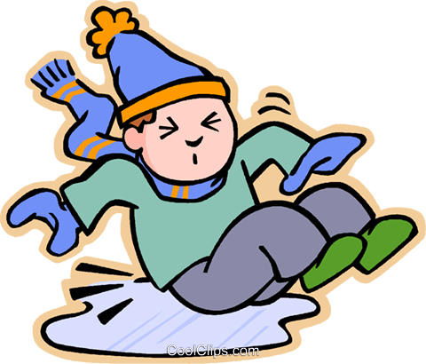 Boy Slipping On Ice - Slipping On Ice Clipart (480x410), Png Download