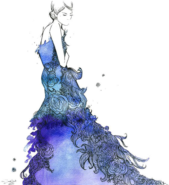 Fashion Illustration Watercolor Painting Illustrator - Illustration Water Color Fashion (564x669), Png Download