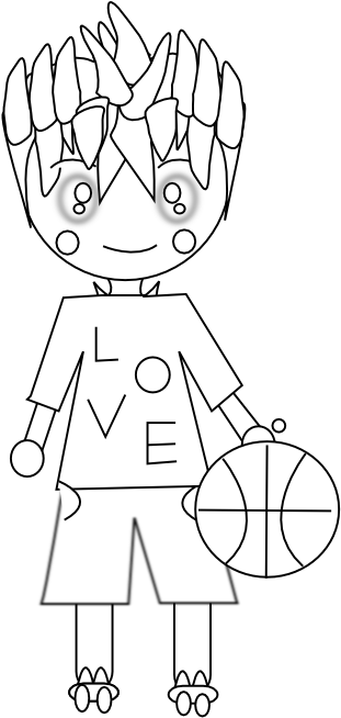 Anime Character Art 51 Black White Line Art 555px - Clip Art (555x785), Png Download