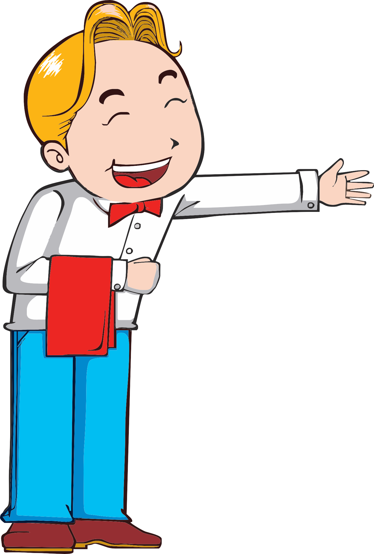 Banner Free Stock Waiter Download Clip Art To The Restaurant - 服務員 卡通 (1463x2165), Png Download