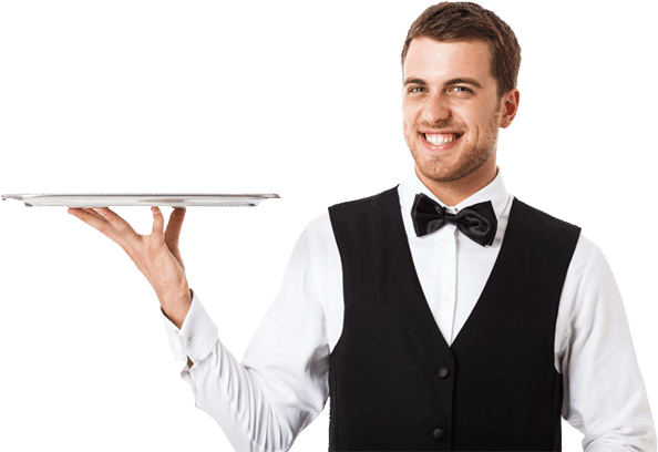 Waiter Png Free Download - Mozos De Restaurante (594x408), Png Download