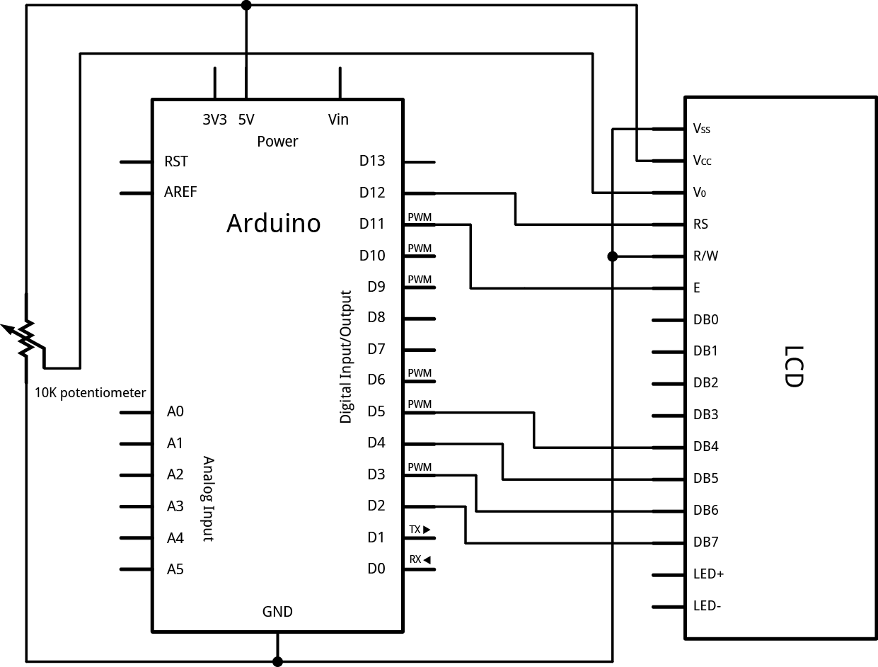 Lcd Panel Connections - Mcp4131 Arduino (1241x942), Png Download