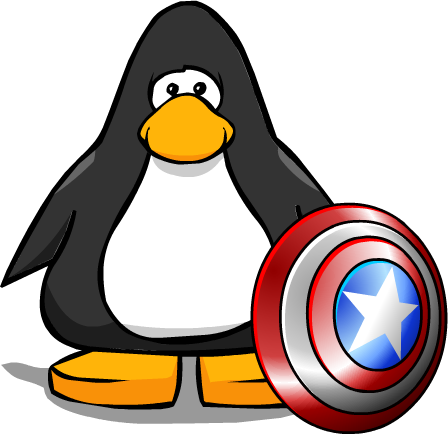 Captain America Shield From A Player Card - Penguin With A Horn (448x434), Png Download